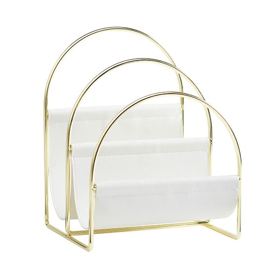 Vegan Leather and Gold Magazine Holder Pottery Barn Teen