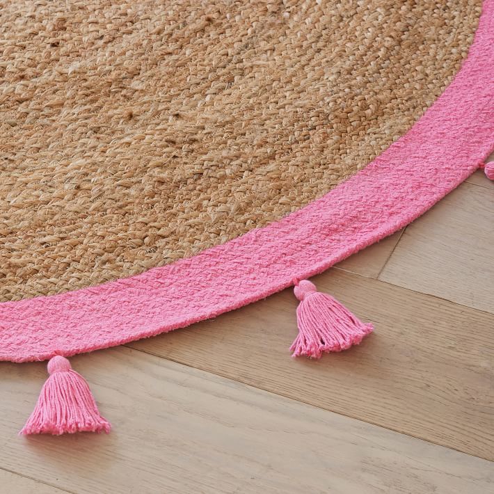 Jute Round Rug Bright Pink Pottery Barn Teen