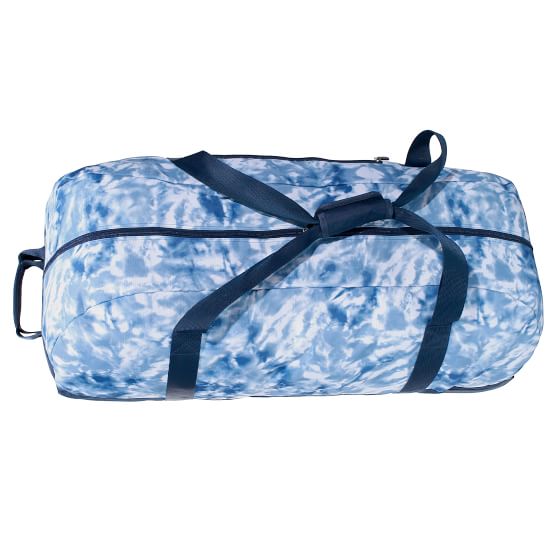 Jet-Set Navy Pacific Tie-Dye Recycled Large Rolling Camp Duffle Bag ...