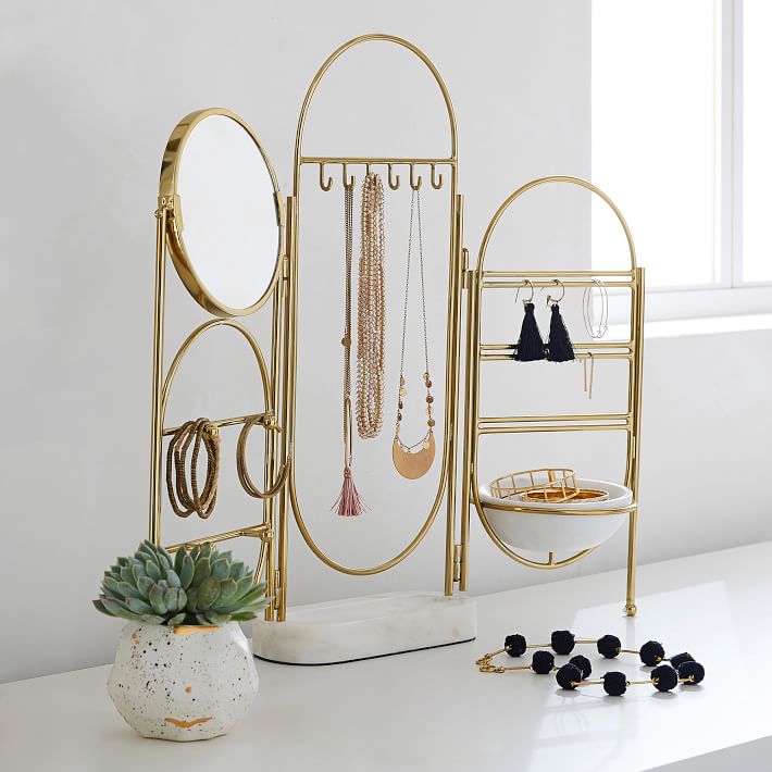 Marble and Gold Jewelry Holder Screen | Pottery Barn Teen