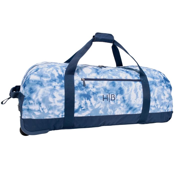 Jet-Set Navy Pacific Tie-Dye Recycled Large Rolling Camp Duffle Bag