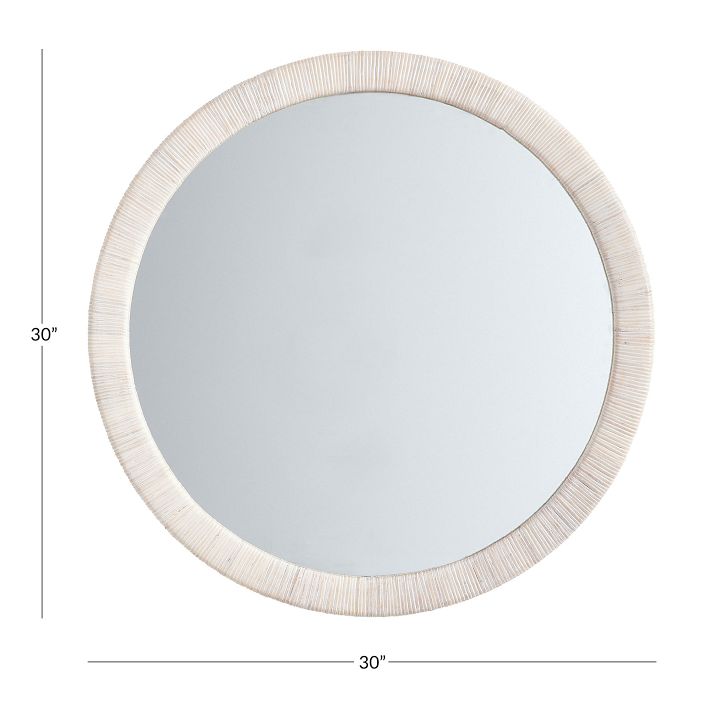 Whitewash Coastal Rattan Round Mirror Pottery Barn Teen