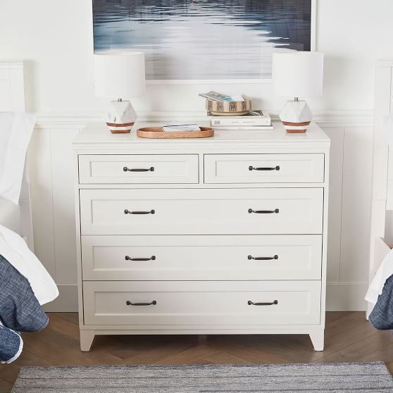 Hampton Corner Storage Bed & 5 Drawer Wide Dresser Set Teen Storage