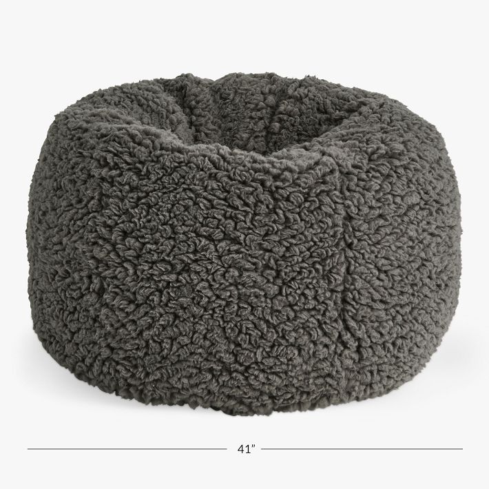 Jumbo Sherpa Warm Charcoal Bean Bag Chair Pottery Barn Teen
