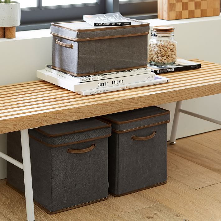 Northfield Canvas Bins, Charcoal Pottery Barn Teen