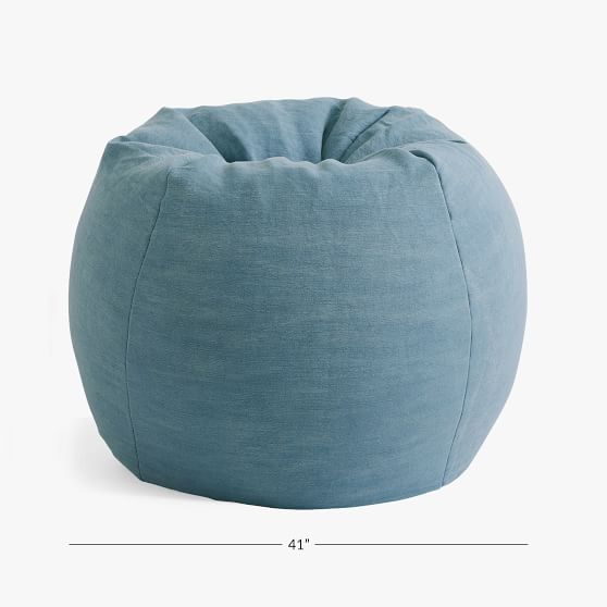 Jute Cotton Blend Dark Blue Bean Bag Chair | Pottery Barn Teen