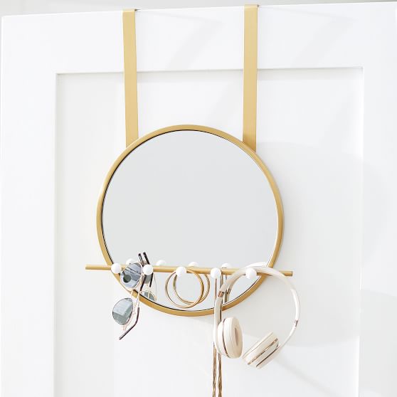 west elm x pbdorm OvertheDoor Moon Mirror with Hooks Pottery Barn Teen