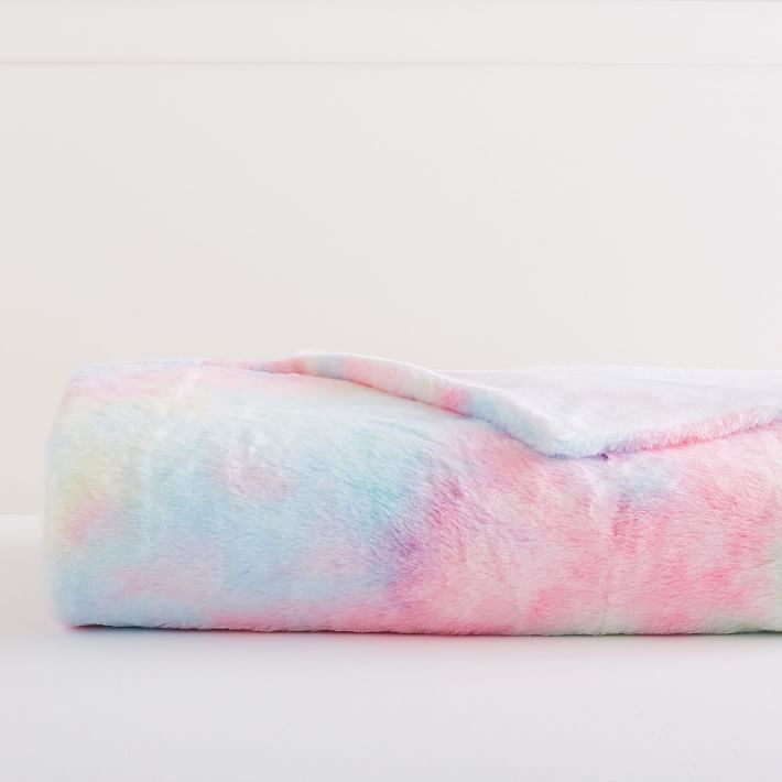 Tie Dye FauxFur Throw Blanket Pottery Barn Teen