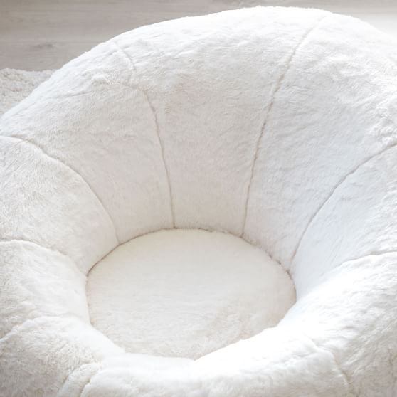 Open Box Polar Bear FauxFur Ivory Groovy Swivel Chair Pottery Barn Teen