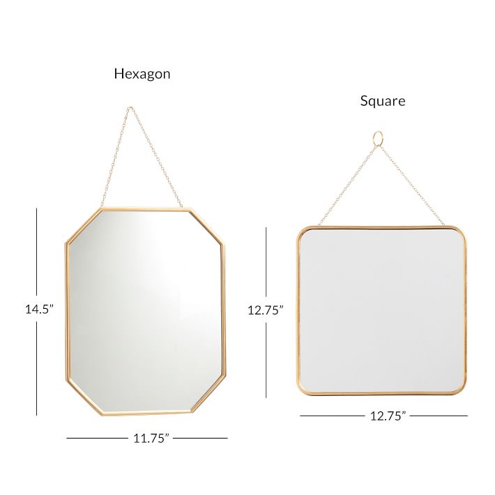 Gold Metal Framed Hanging Mirror 