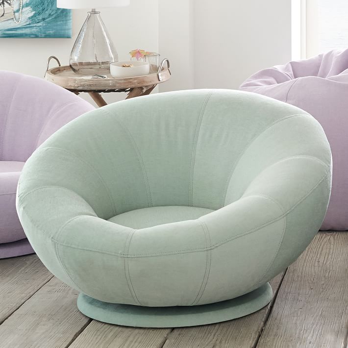 Chenille Washed Pool Groovy Swivel Chair Pottery Barn Teen