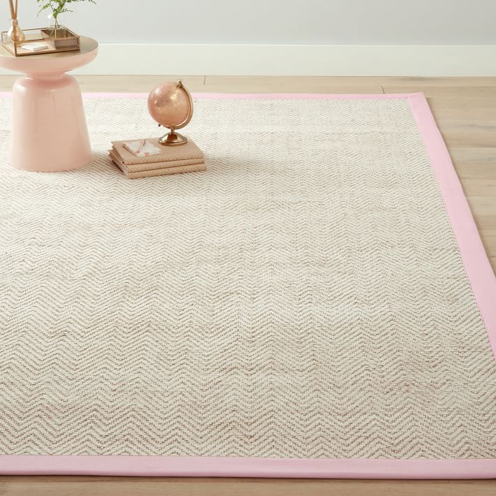Thick Border Chenille Jute Rug Light Pink Pottery Barn Teen
