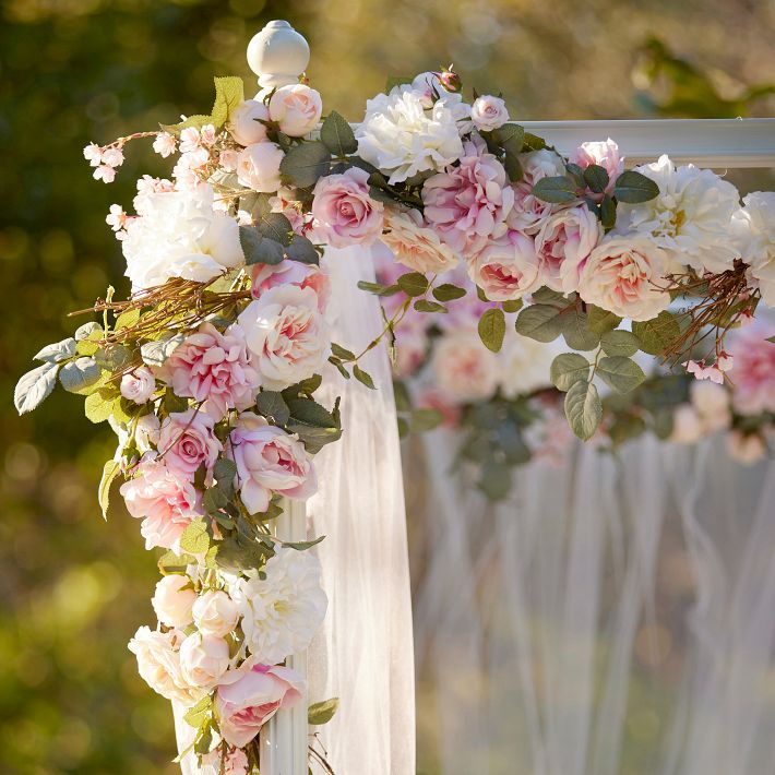 LoveShackFancy Pink Floral Garland Pottery Barn Teen