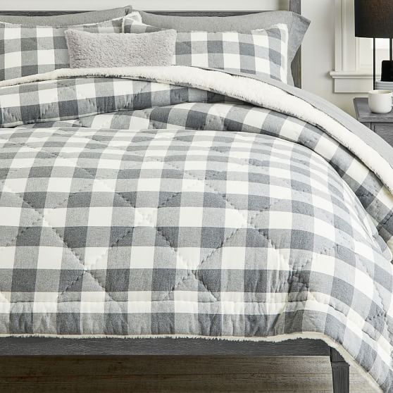 Buffalo Plaid Sherpa Comforter Pottery Barn Teen