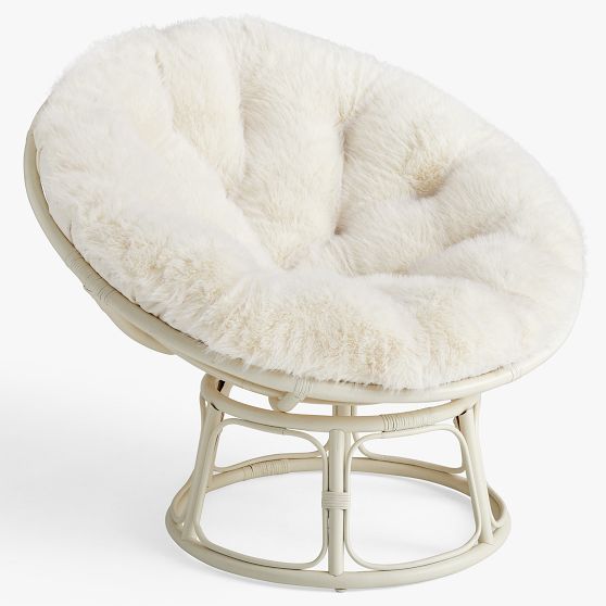 Feathery FauxFur Ivory Papasan Chair Pottery Barn Teen