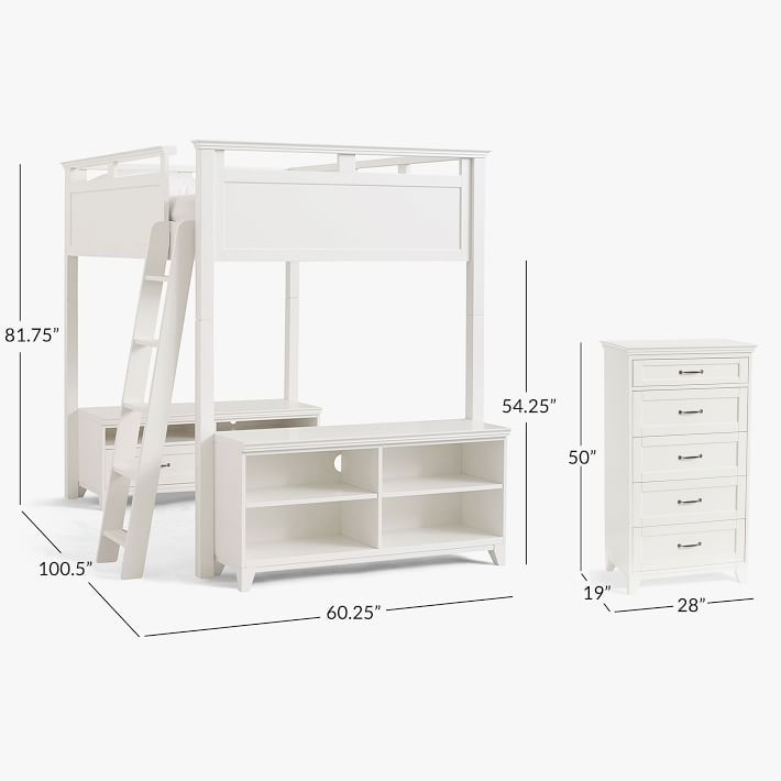 Hampton Loft Bed with Bookcase & Dresser Pottery Barn Teen