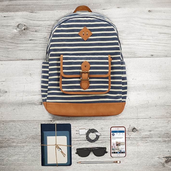 Navy Blue Striped Teen Backpack Pottery Barn Teen