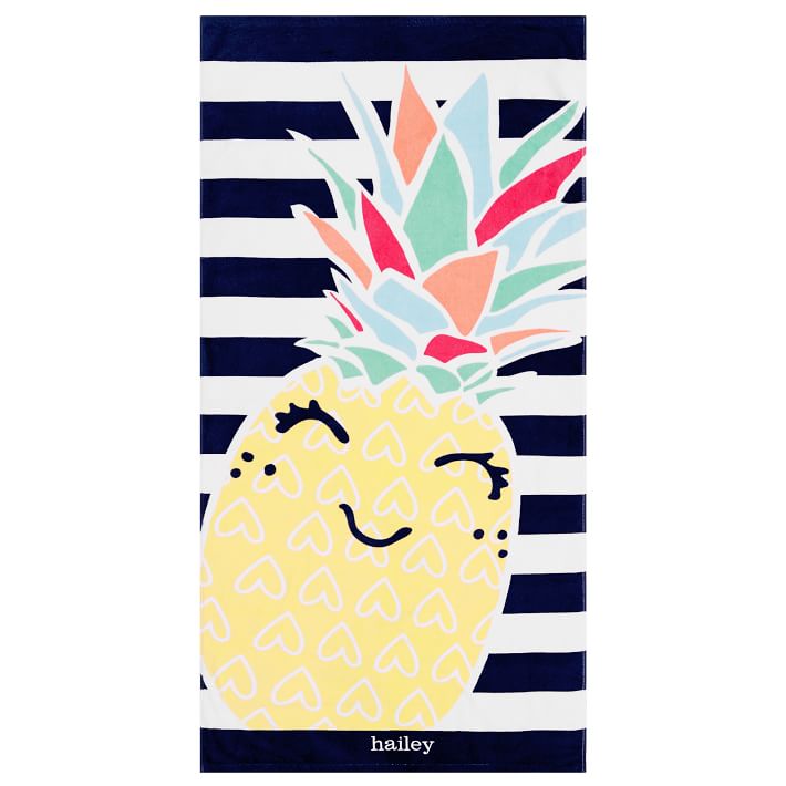 Happy Pineapple Beach Towel