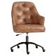 Faux-Leather Cognac Tufted Swivel Task Chair| Desk Chair | Pottery Barn