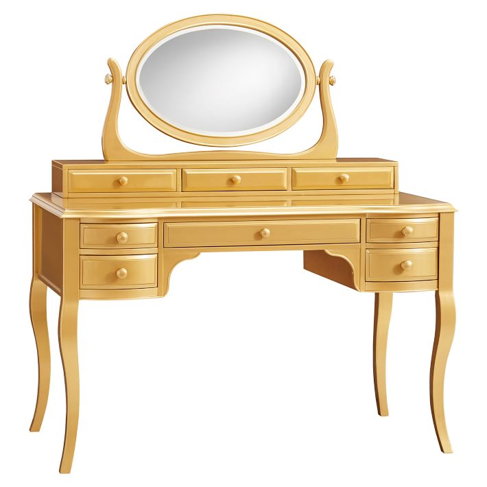 The Emily & Meritt Gold Lilac Desk & Vanity Mirror Hutch Sale