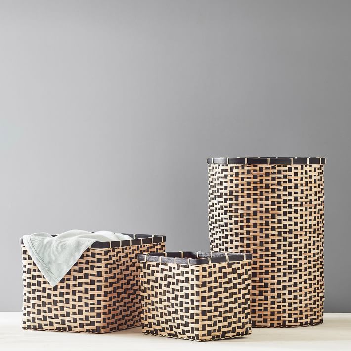 Black and Natural Weave Storage Baskets Pottery Barn Teen