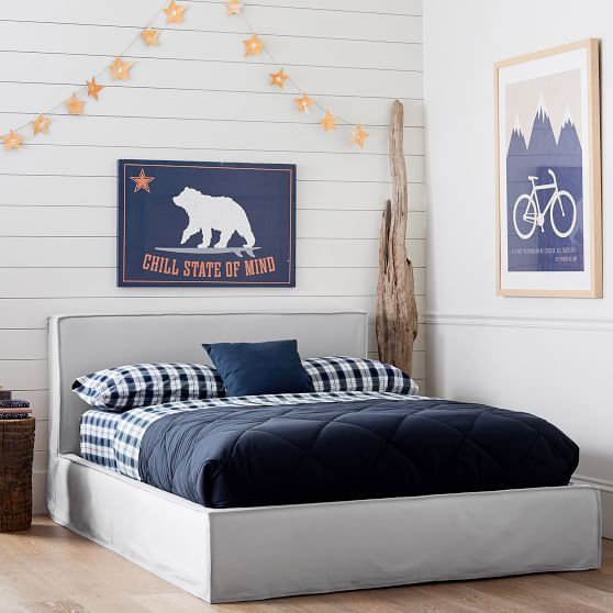 Reese Platform Teen Bed Frame + Slipcover Set | Pottery Barn Teen