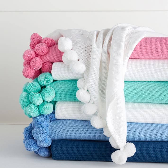 Pom Pom Organic Throw Blanket Pottery Barn Teen
