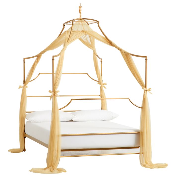 Jupon De Lit Queen Pottery Barn Teen En Tulle Doré à Pois - 18" De Tombant, Neuf Avec étiquettes