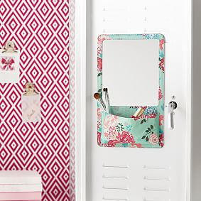 Pool Garden Party Floral Locker Locker Mirror & Pocket Organizer