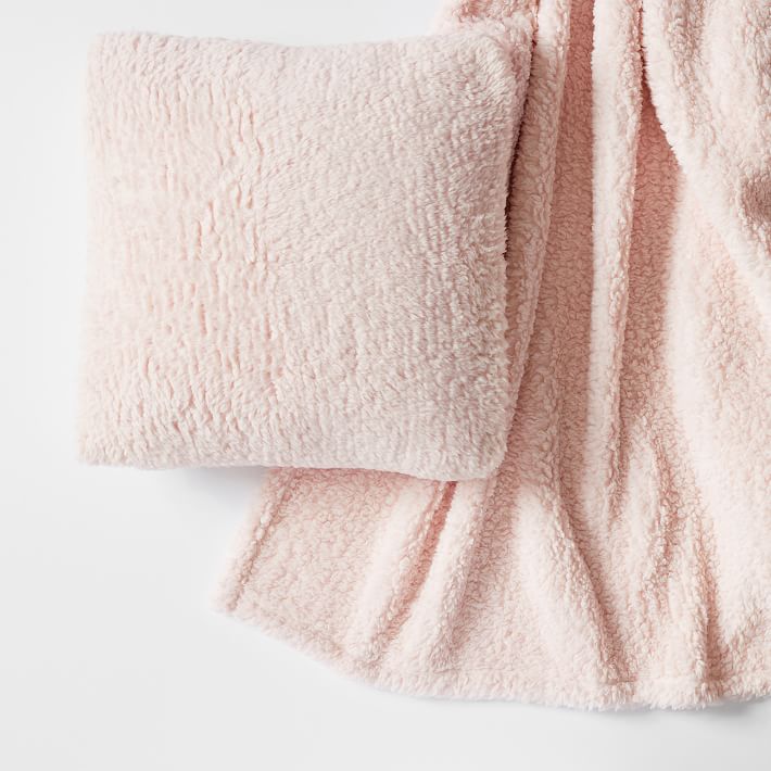 Cozy Sherpa Bed Blanket & Pillow Gift Set Pottery Barn Teen