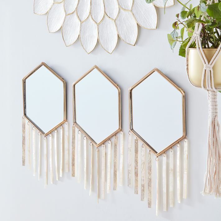Capiz Strip Decorative Mirrors Set of 3 Pottery Barn Teen