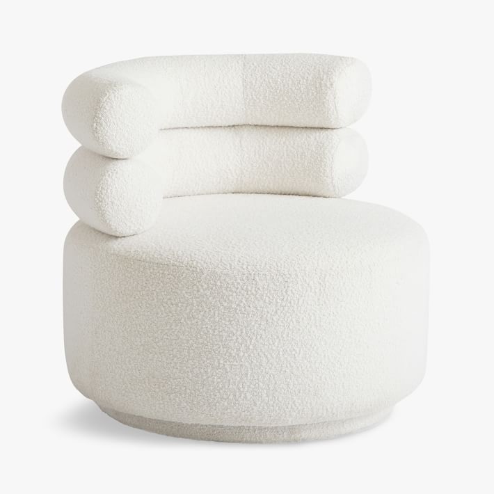 Chunky Bouclé Ivory Hug Swivel Chair | Pottery Barn Teen
