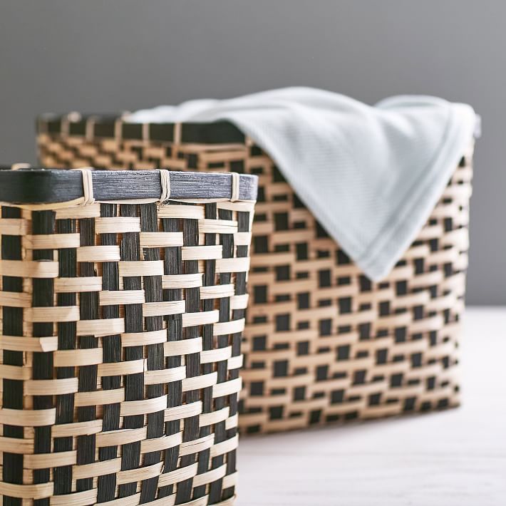 Black and Natural Weave Storage Baskets Pottery Barn Teen