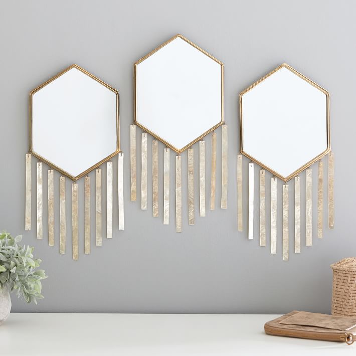 Capiz Strip Decorative Mirrors Set of 3 Pottery Barn Teen