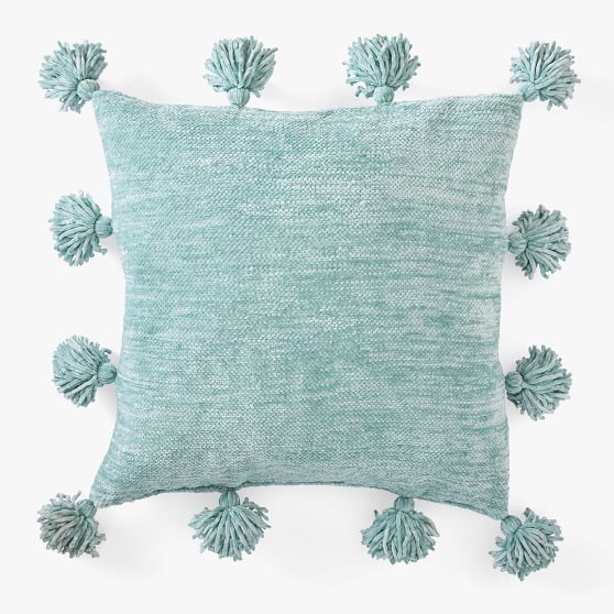 Chenille Chunky Tassel Euro Pillow | Pottery Barn Teen