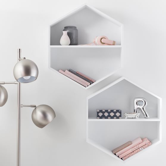 Wooden Hexagon Floating Shelf Pottery Barn Teen