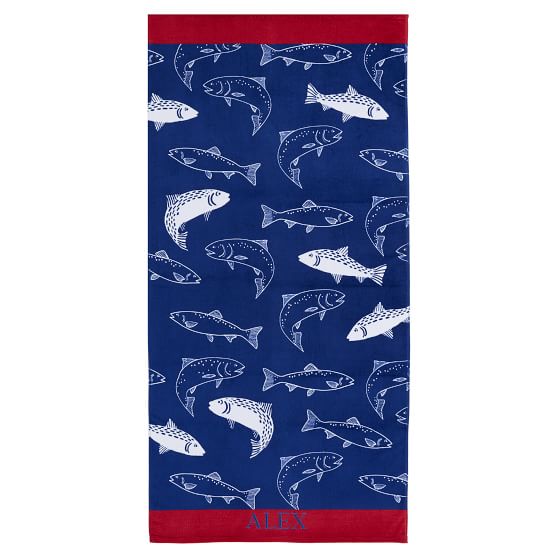100% Cotton Blue Fish Kids Fish Beach Towel