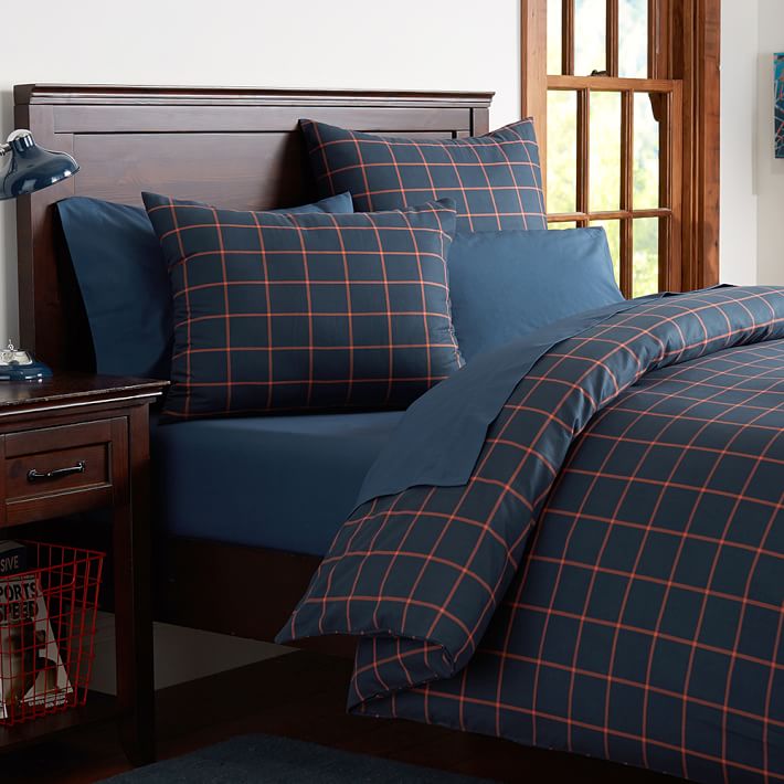 Boxter Plaid Boys Duvet Cover Pottery Barn Teen