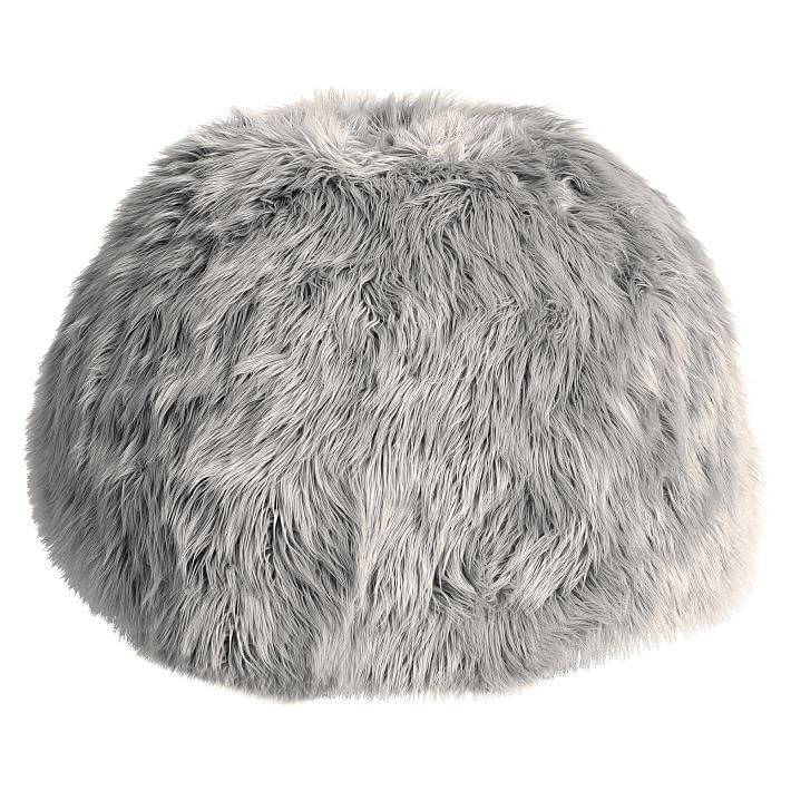 Himalayan FauxFur Gray Bean Bag Chair Pottery Barn Teen