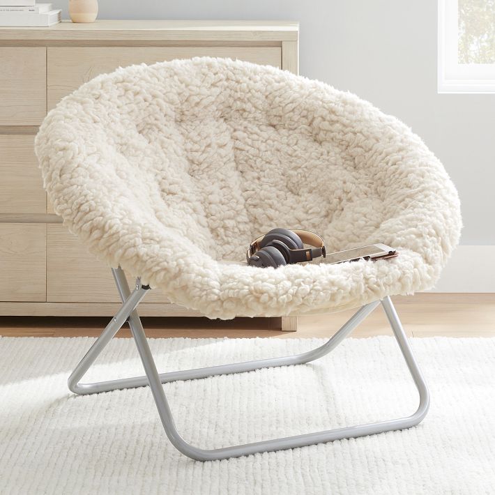 Jumbo Sherpa Natural Hang-A-Round Chair | Pottery Barn Teen