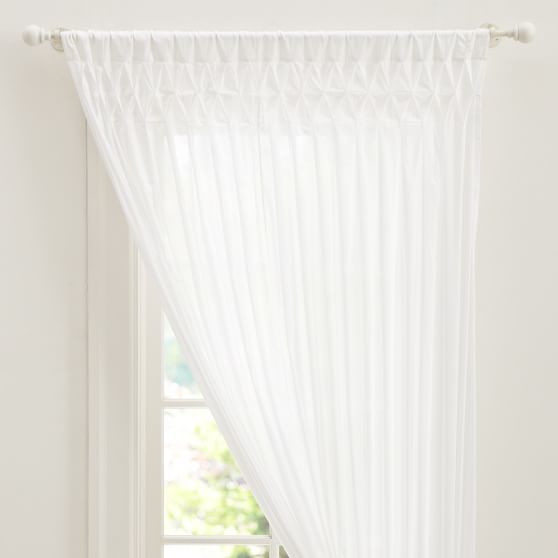 Smocked Sheer Curtain Sale Pottery Barn Teen