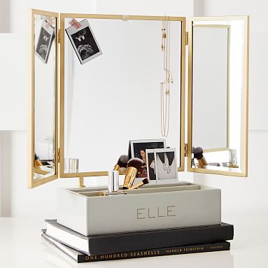 Elle Lacquer Beauty Storage with Trifold Mirror | Pottery Barn Teen