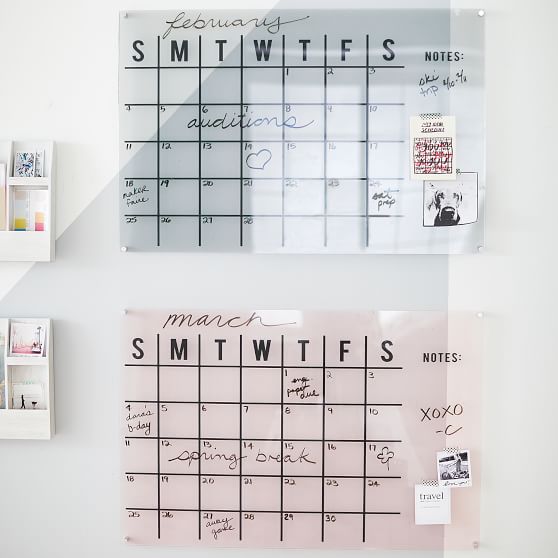 Acrylic Monthly Calendar Wall Organizers Pottery Barn Teen
