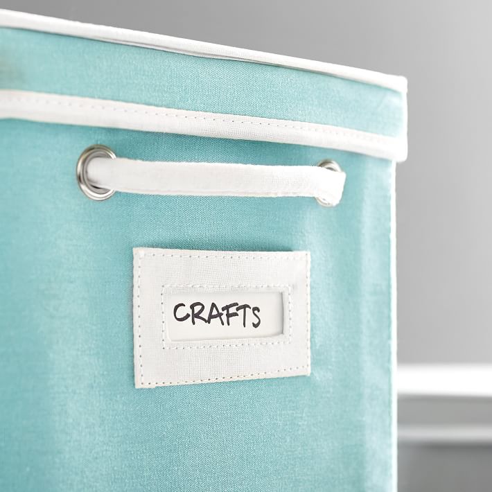 Solid Canvas Storage Bins With Trim Pottery Barn Teen