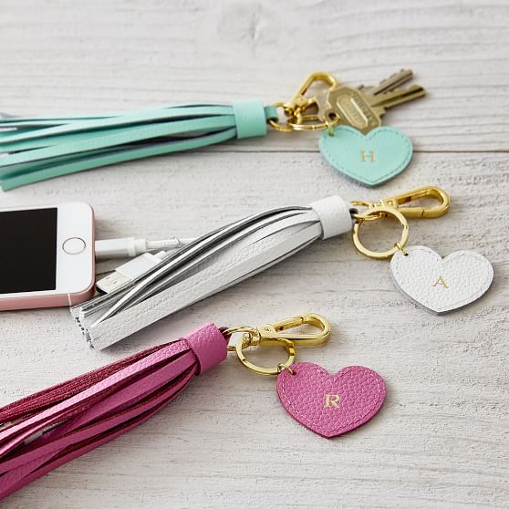 Power-Up USB Leather Tassle Keychain | Tech Accessory | Pottery Barn Teen