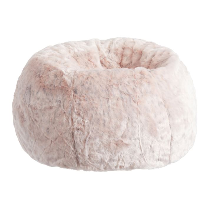 Blush Leopard Faux-Fur Bean Bag Chair