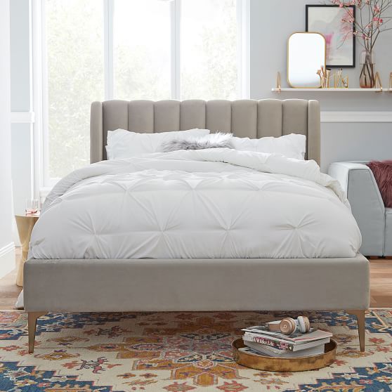 Best HD Pictures about  Avalon Channel Stitch Upholstered Bed  with No AI Images