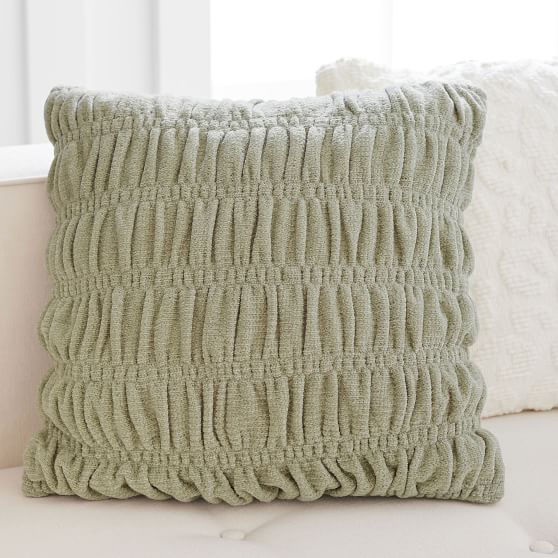 Ruched Chenille Pillow Pottery Barn Teen