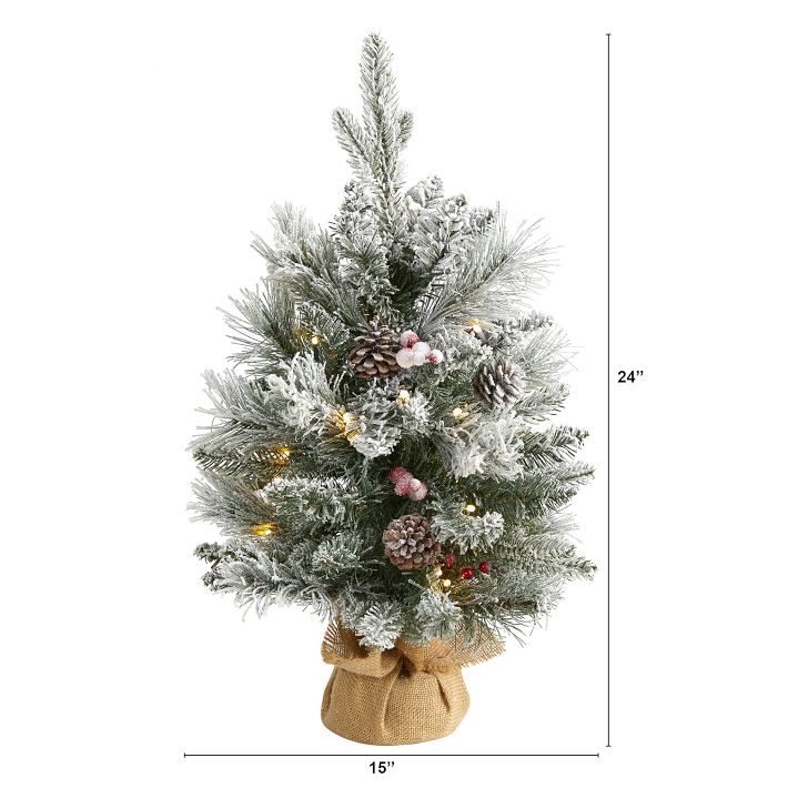 Flocked Tabletop Faux Christmas Tree - 2' | Pottery Barn Teen