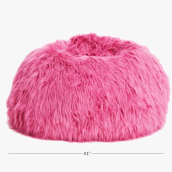 Himalayan FauxFur Deep Pink Bean Bag Chair Pottery Barn Teen